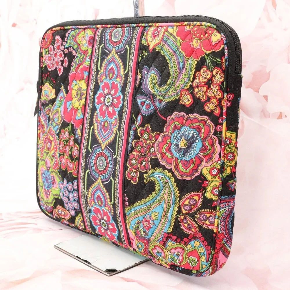 Vera Bradley Laptop Sleeve Case Zip Top Quilted Floral Paisley Multicolor